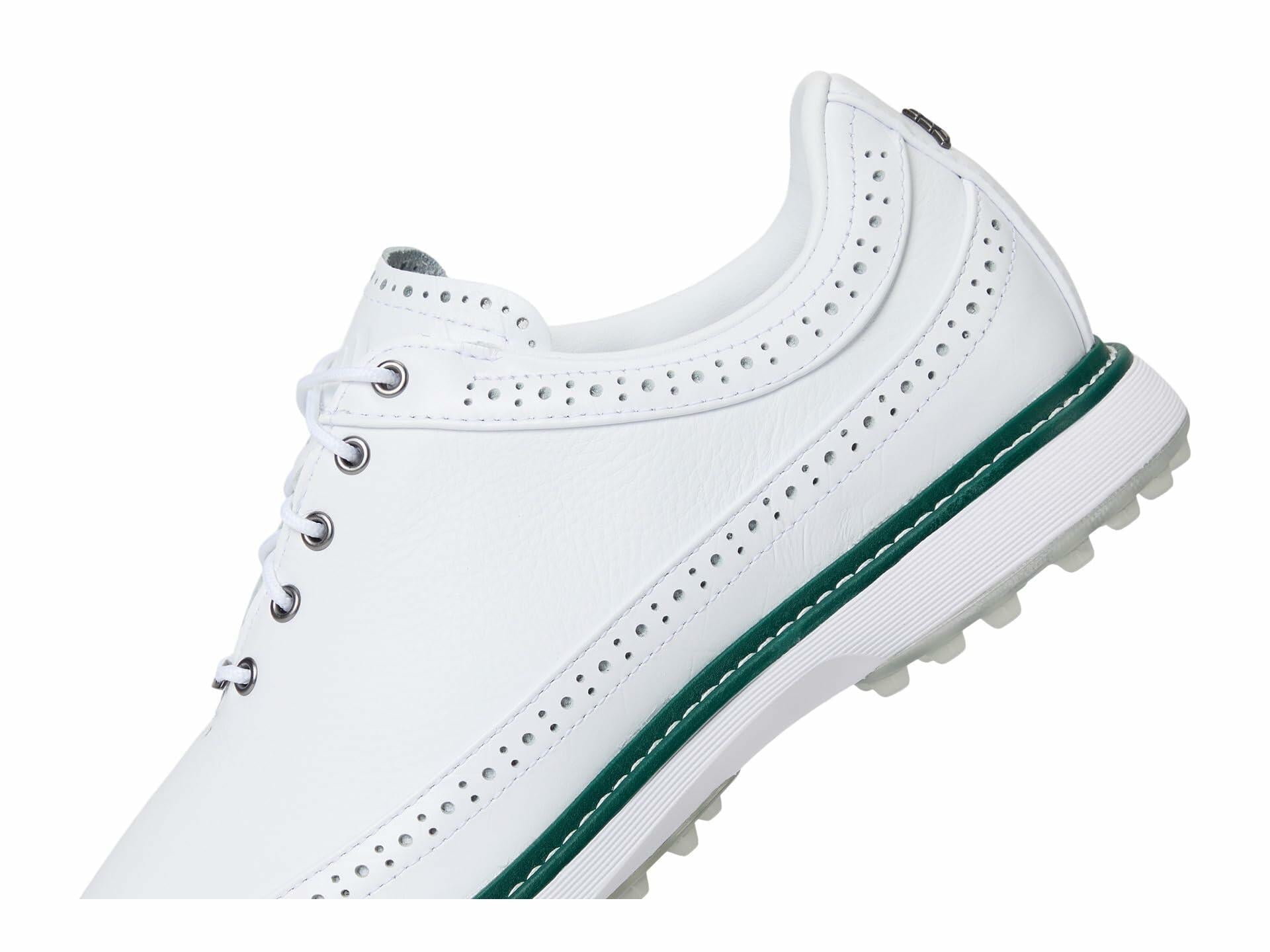adidas Unisex MC80 Spikeless Golf Shoes - White/Silver/Green, Size 4 (M)/5 (W)