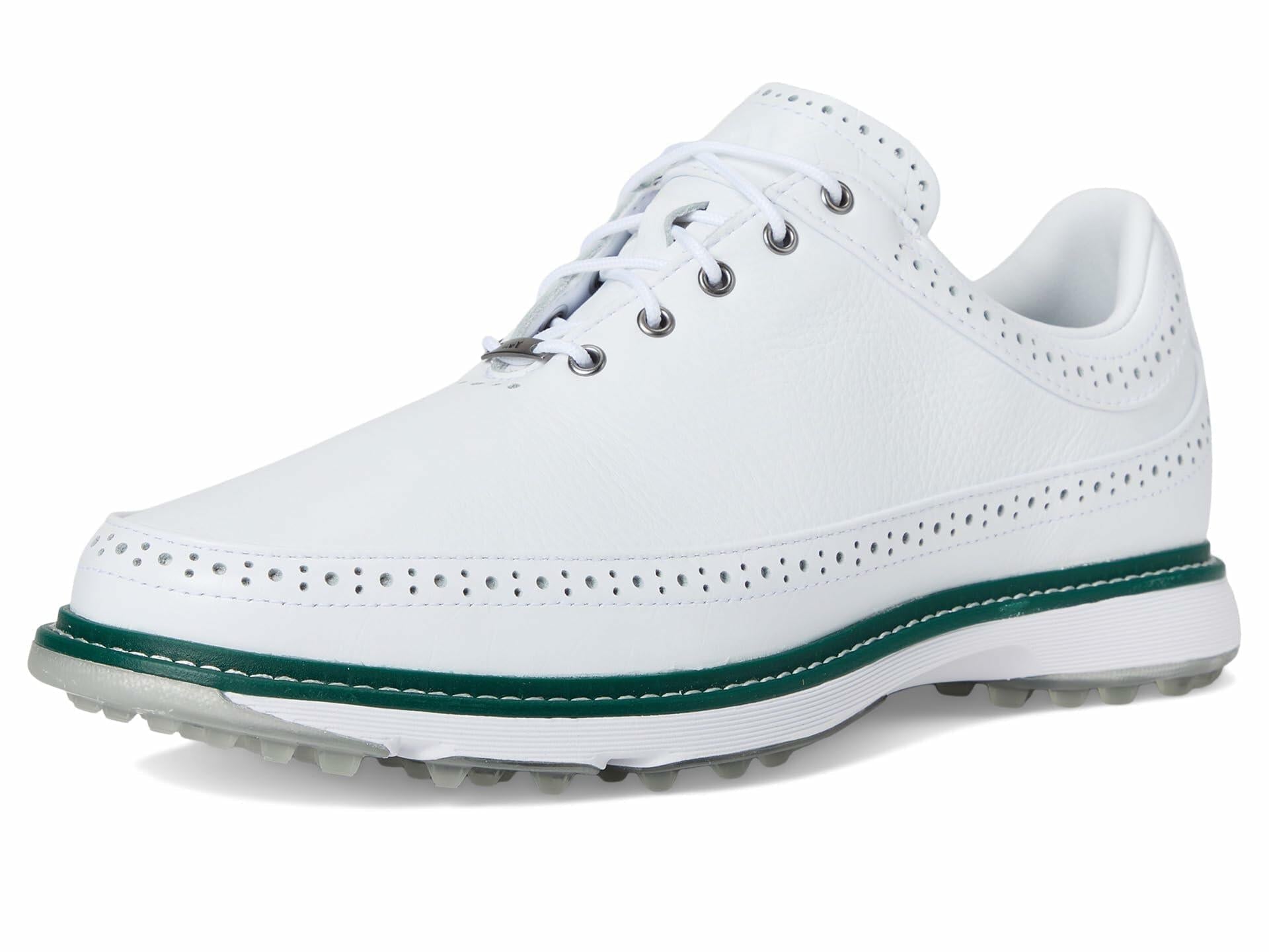 adidas Unisex MC80 Spikeless Golf Shoes - White/Silver/Green, Size 4 (M)/5 (W)