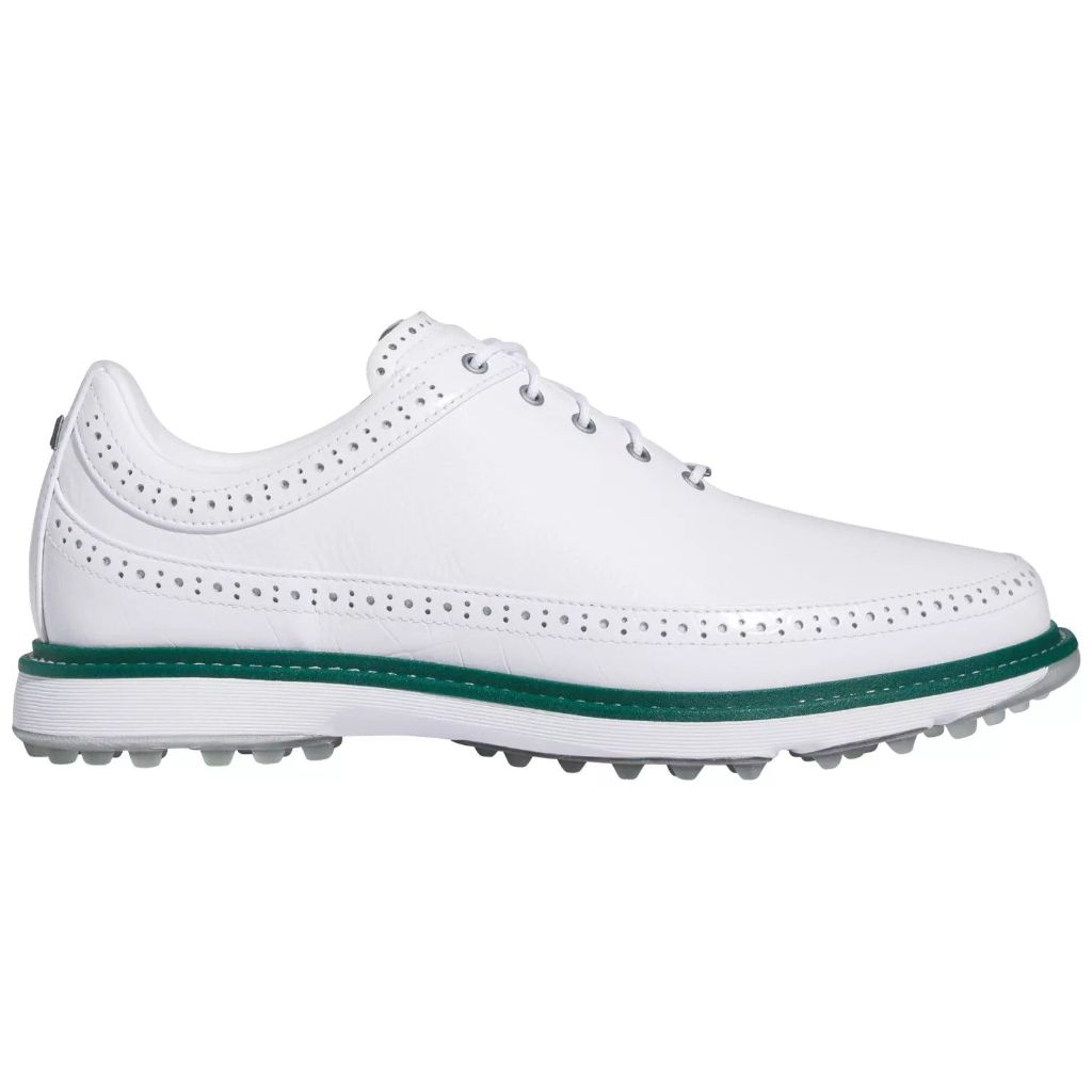 adidas Unisex MC80 Spikeless Golf Shoes - White/Silver/Green, Size 4 (M)/5 (W)