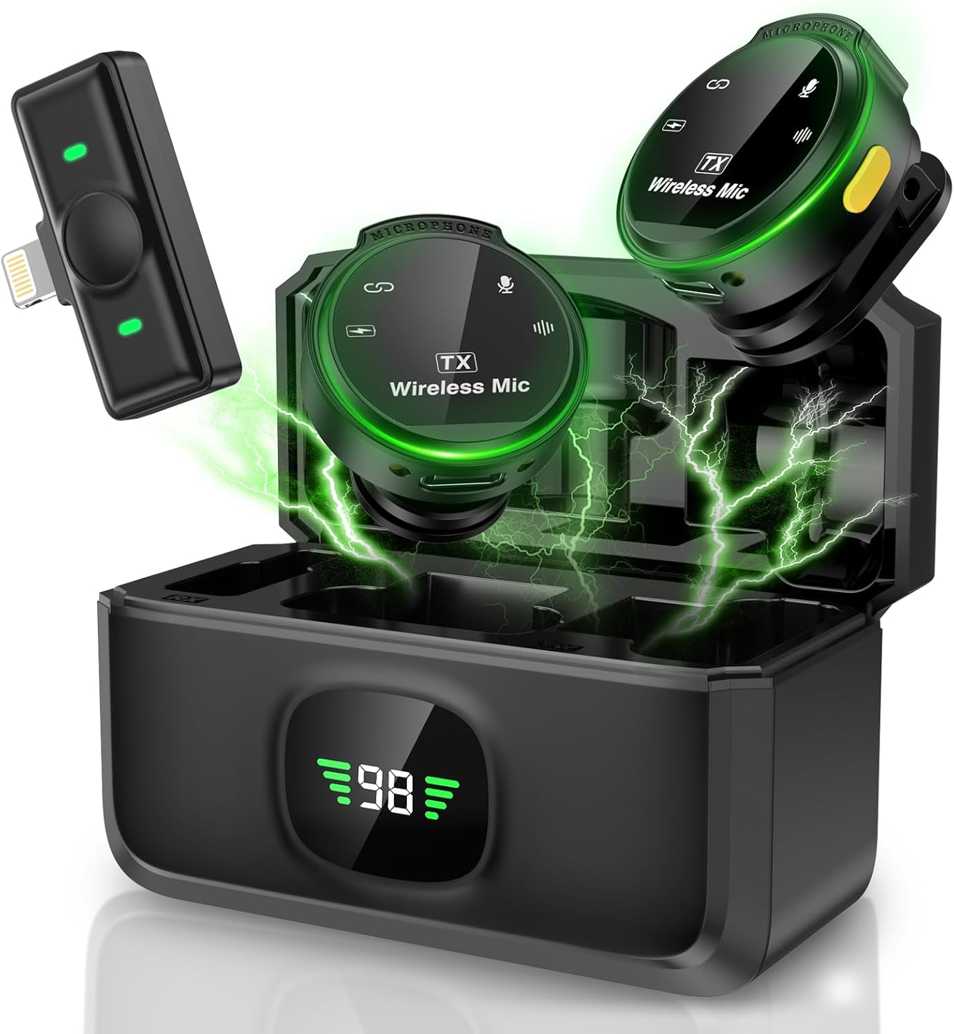 Wireless Lavalier Microphone for iPhone 14/13/12, Hi-Fi Audio, 700ft Range, Noise Cancellation, 30H Battery (2 Pack)