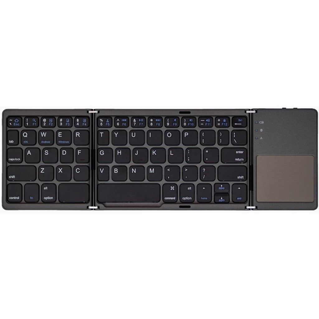 Ares Ultra Slim Pocket Foldable Bluetooth Wireless Keyboard with Touchpad (Black)