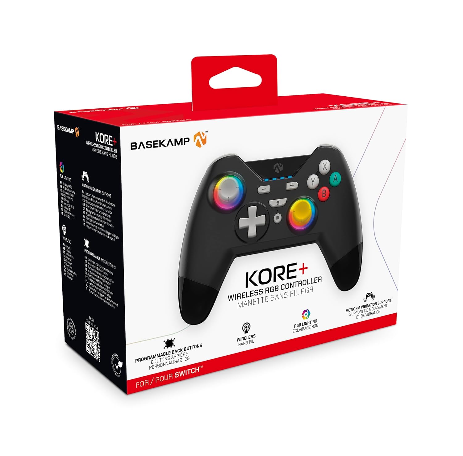 BASEKAMP Kore+ Wireless Controller for Nintendo Switch - Retro Black