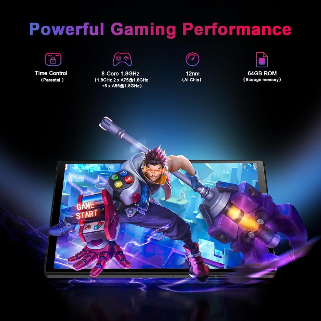 kinstone 10.3" Gaming Tablet - Android Tablet with 1920 x 1200 FHD IPS Display, Unisoc T610 Octa-Core Processor, 13MP Rear Camera, 7500mAh Battery, 4G LTE and Dual-Band WiFi, Eye Protection Screen