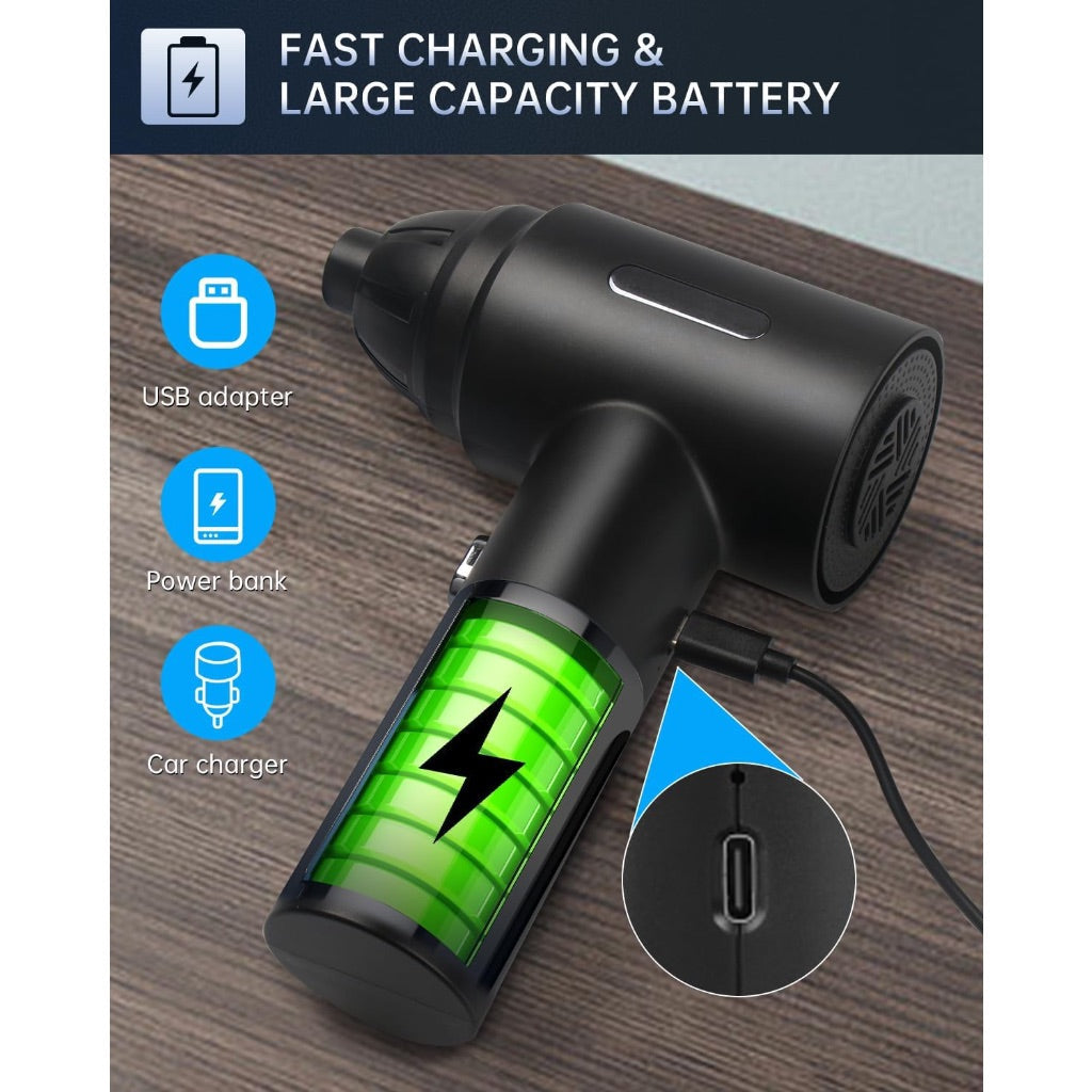 Rechargeable 3-in-1 Compressed Air Duster, 51000 RPM Motor, 9000mAh Battery