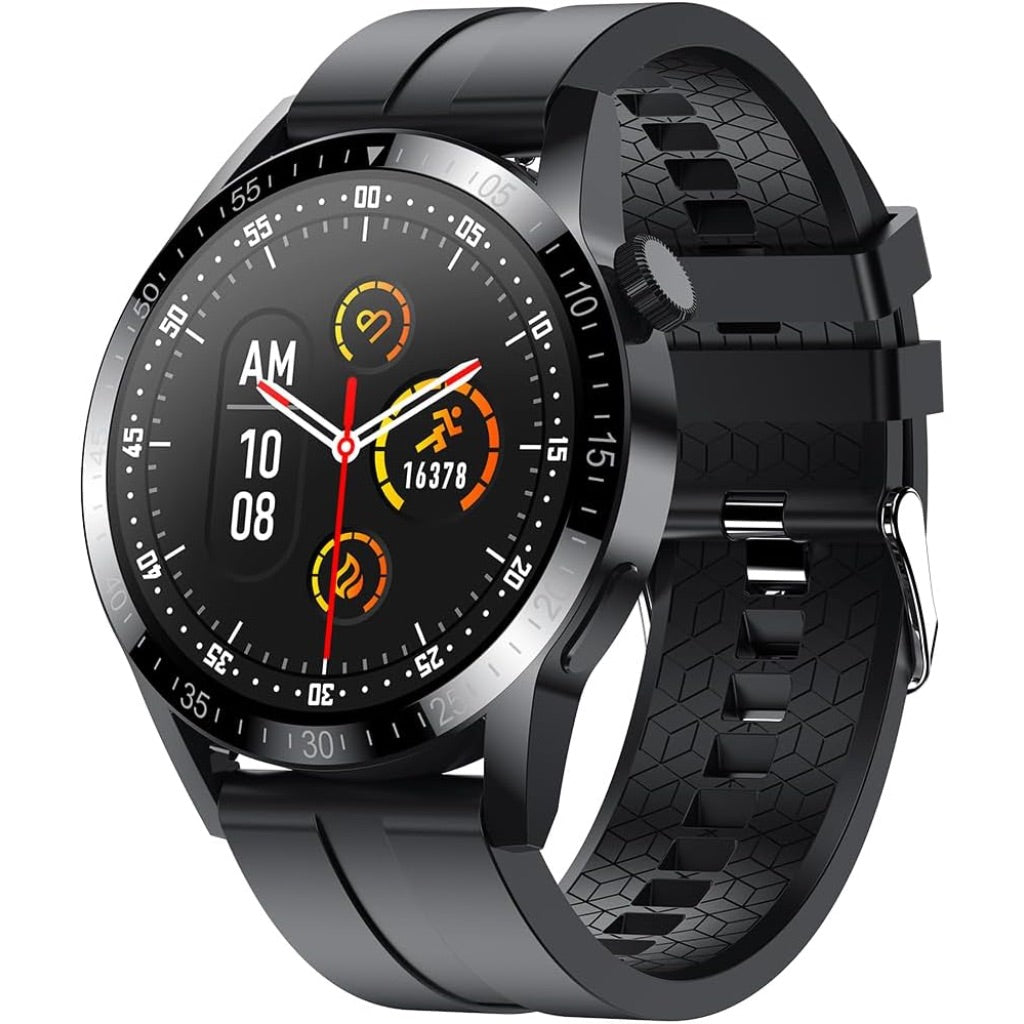 Smartwatch 1.39" Full Touch Screen, Fitness Tracker, Heart Rate Monitor, Bluetooth Enabled - Black