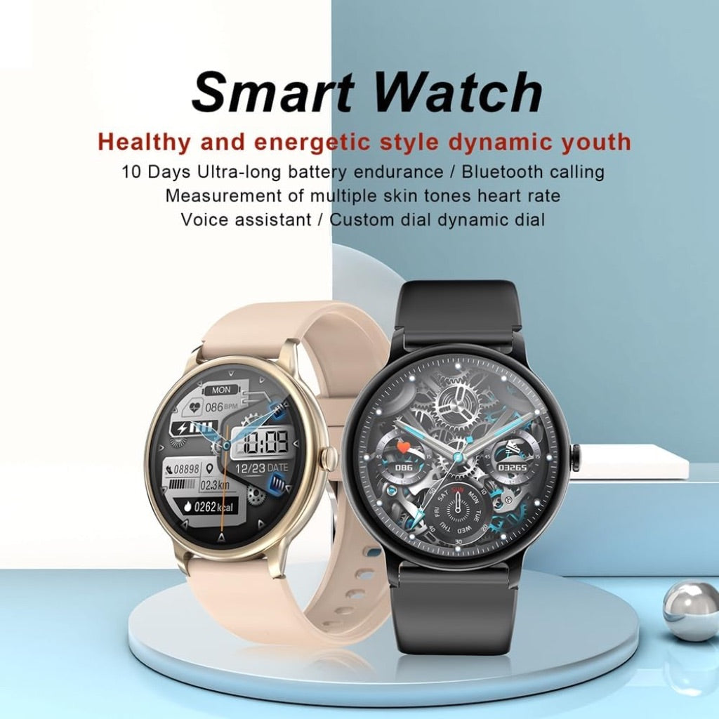 Smartwatch 1.39" Full Touch Screen, Fitness Tracker, Heart Rate Monitor, Bluetooth Enabled - Black