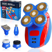Encore the Barber 360 Bald Head Shaver with 5 Attachments, Rechargeable Wet Or Dry Shaver with Pop-up Beard Moustache Trimmer