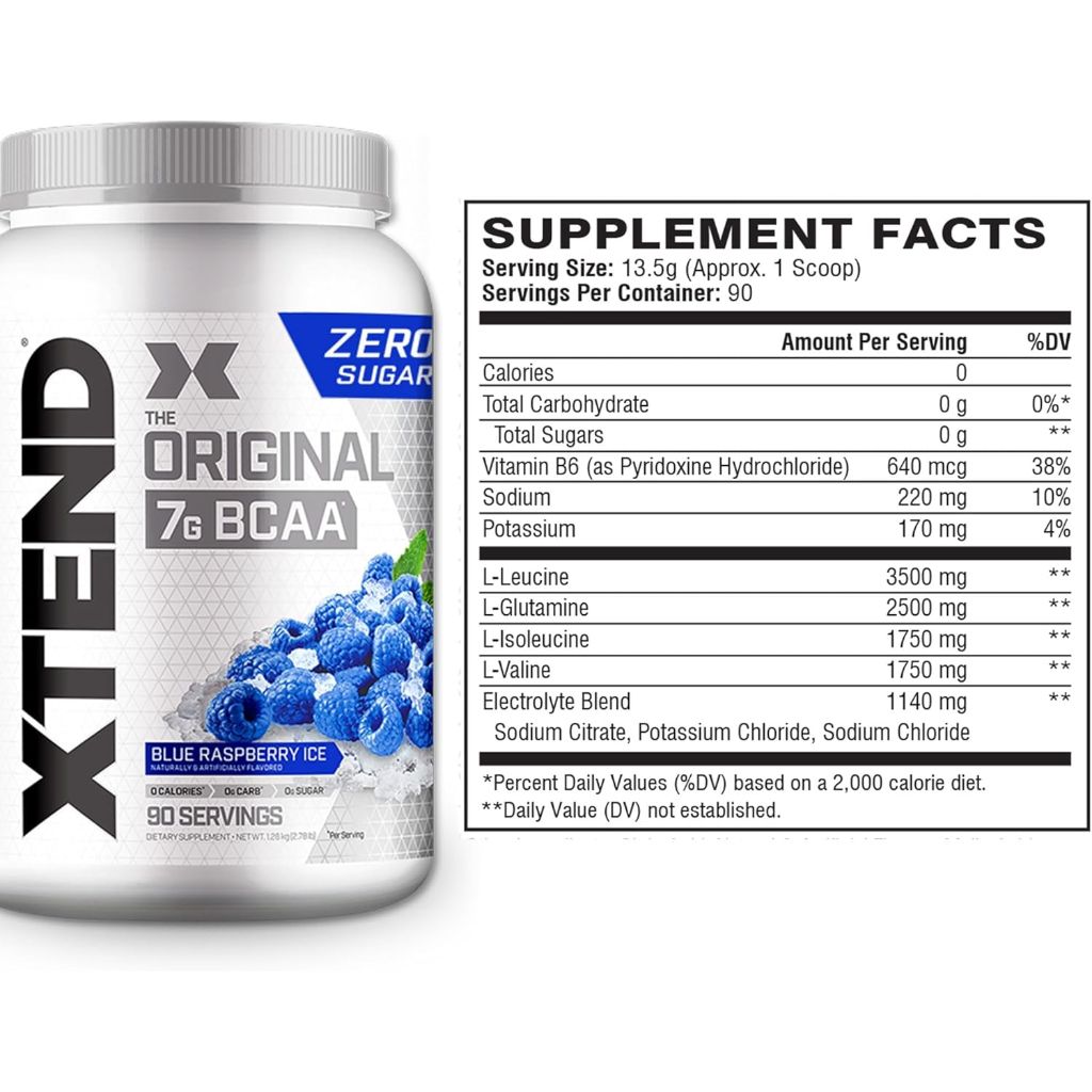 XTEND The Original 7G BCAA Powder - Blue Raspberry, 90 Servings