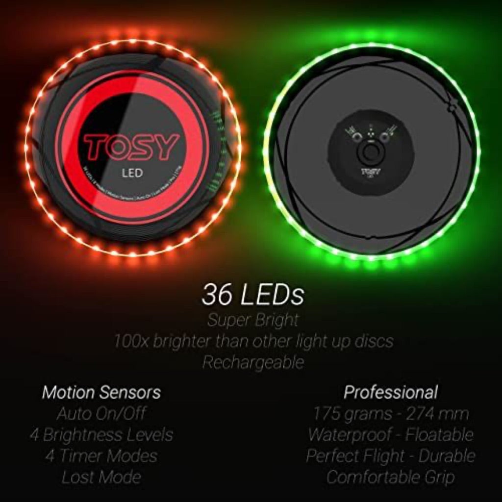 TOSY Ultimate Flying Disc Toy w/ 36 Super Bright LED Lights, Rechargeable