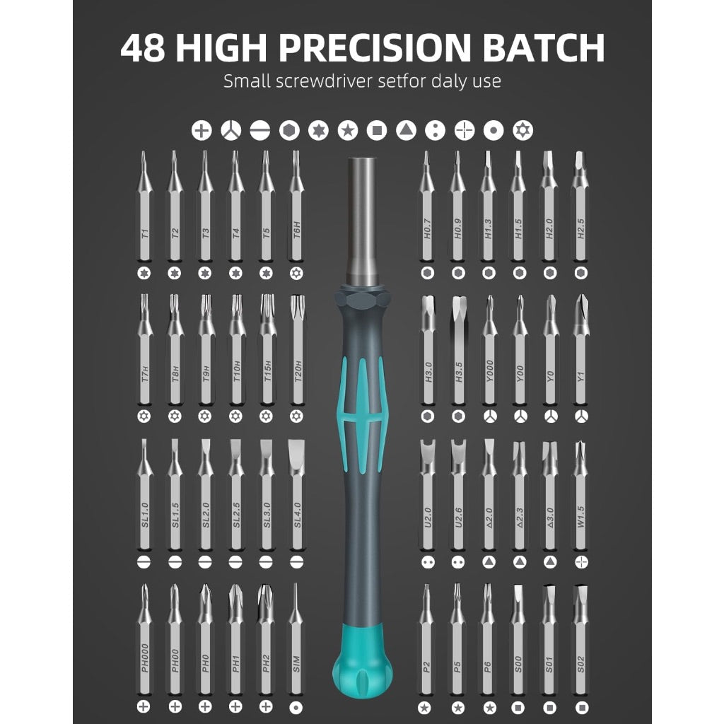 Banshu 49-in-1 Precision Screwdriver Set w/Case, Insulated Handle, 48 Magnetic S2 Steel Bit Heads
