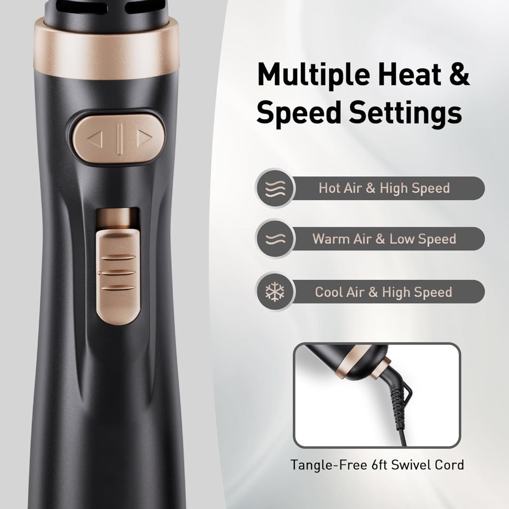 Beautimeter 3-in-1 Rotating Blow Dryer Brush with 2-Inch and 1.5-Inch Brushes
