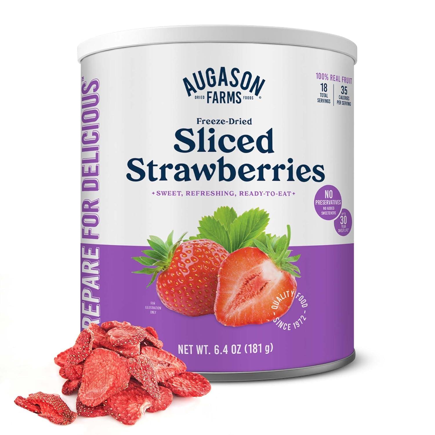 Augason Farms Sliced Strawberries, Emergency Food Supply, 6.4lb (18 Servings)