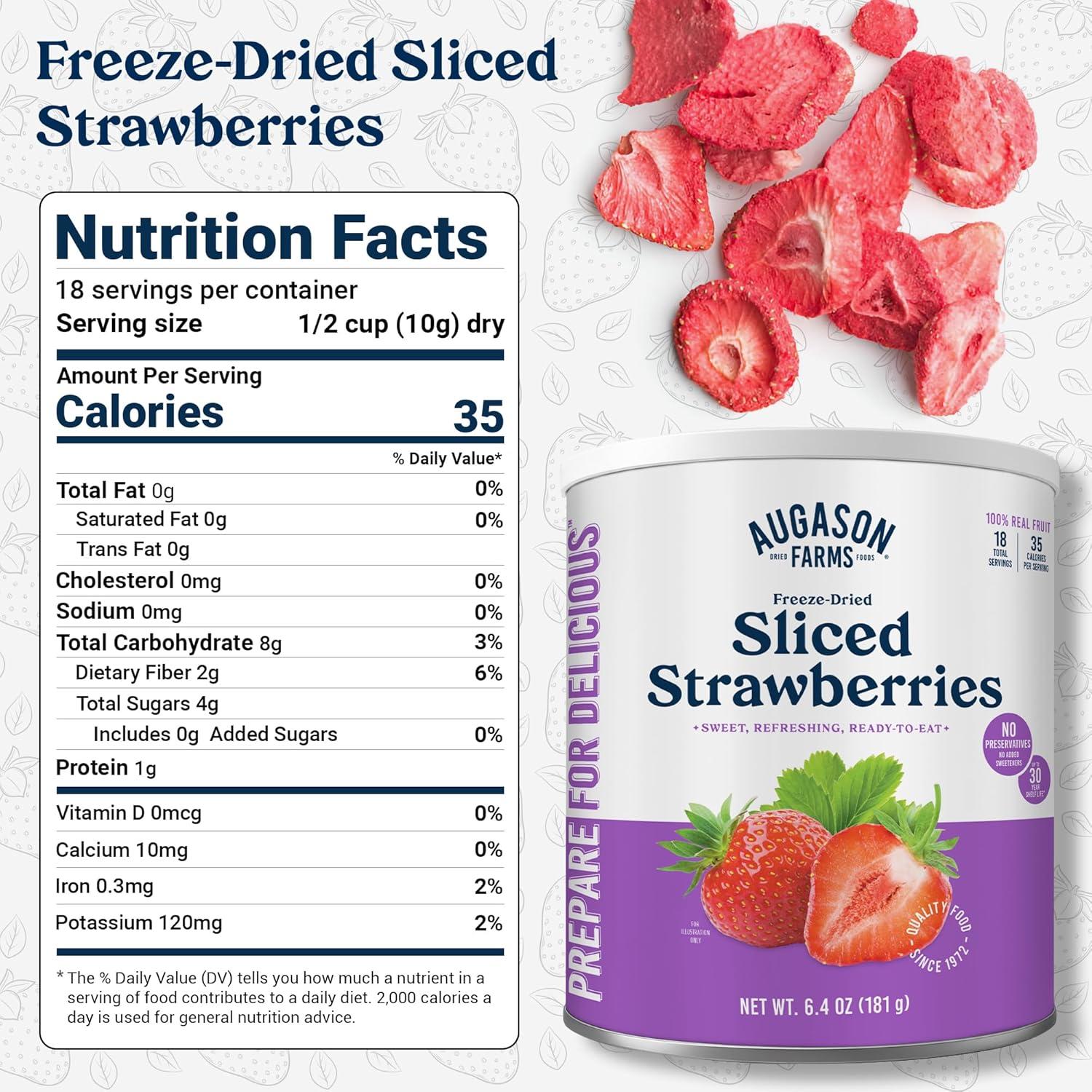 Augason Farms Sliced Strawberries, Emergency Food Supply, 6.4lb (18 Servings)
