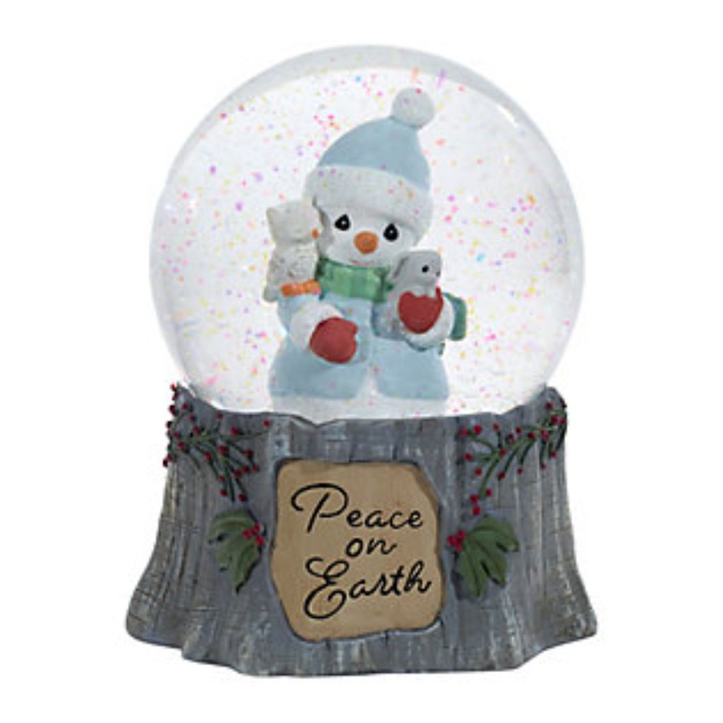 Precious Moments Peace On Earth Annual Snowman Resin/Glass Musical Snow Globe