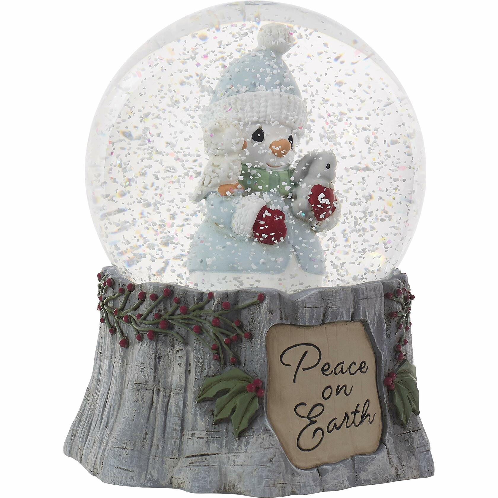 Precious Moments Peace On Earth Annual Snowman Resin/Glass Musical Snow Globe
