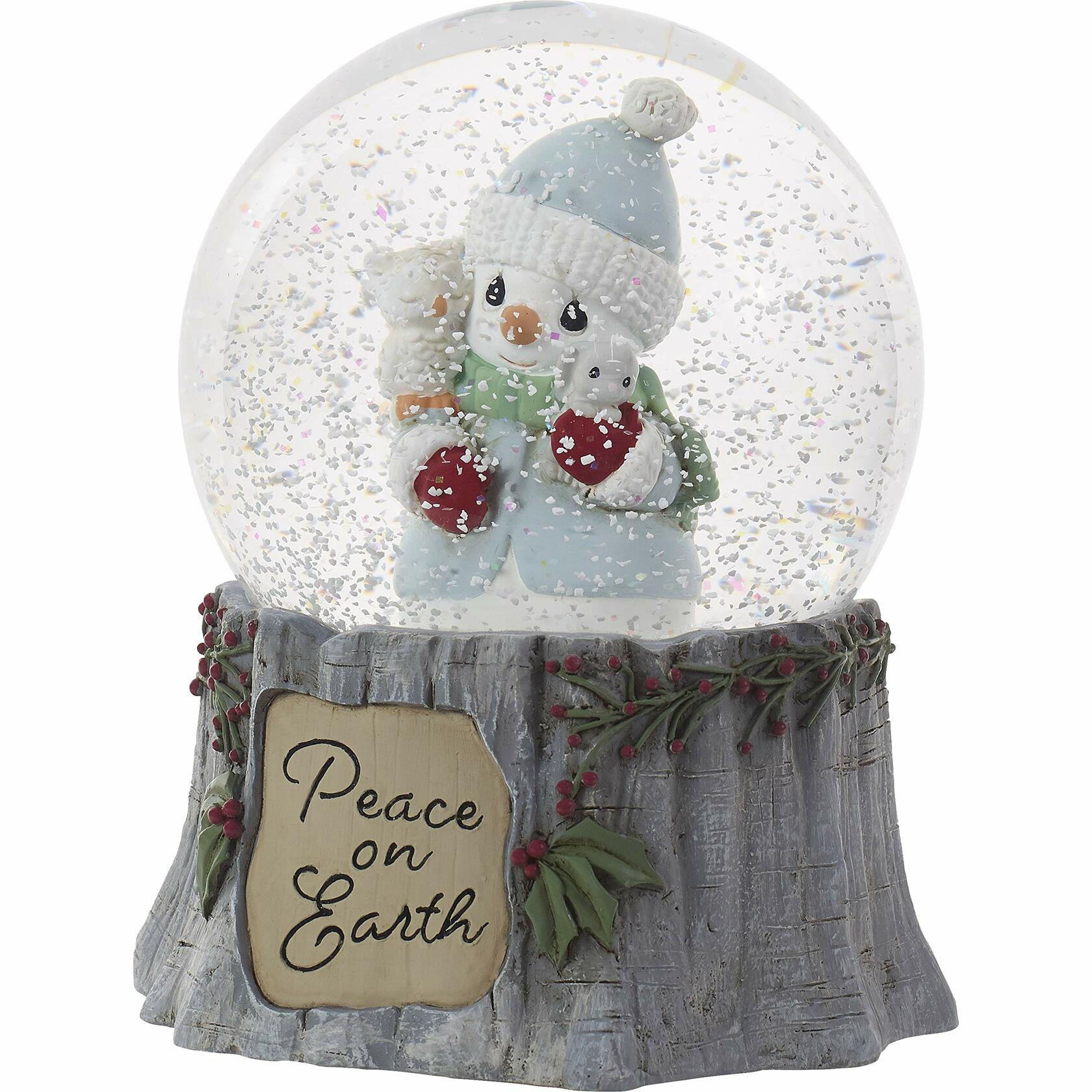 Precious Moments Peace On Earth Annual Snowman Resin/Glass Musical Snow Globe