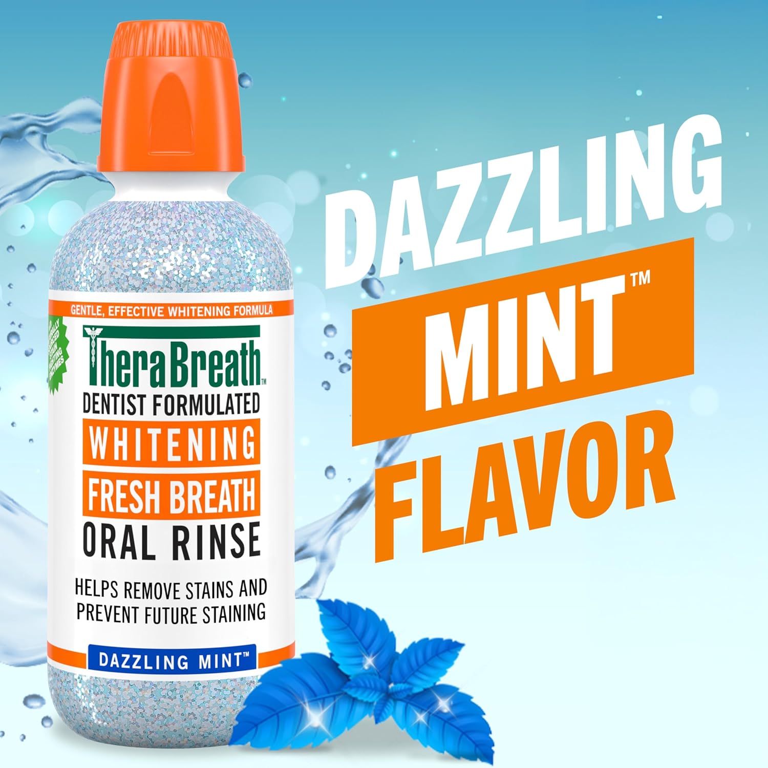 TheraBreath Whitening Mouthwash, Alcohol-Free, Dazzling Mint - 16 fl. oz. (2 Pack)