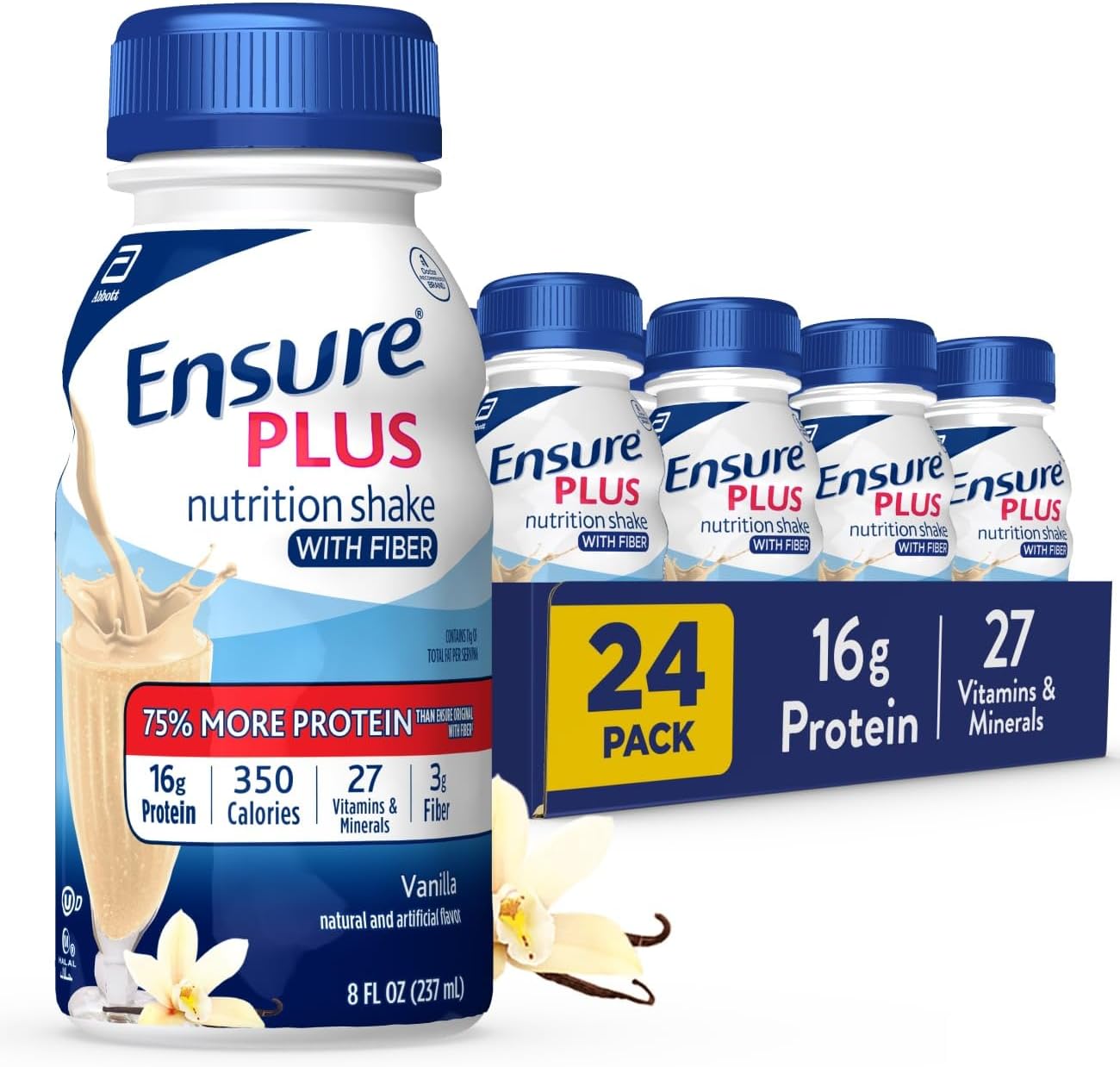 Ensure Plus Ready to Drink Meal Replacement Nutrition Shake With Fiber - Vanilla, 8 fl. oz. (24ct)
