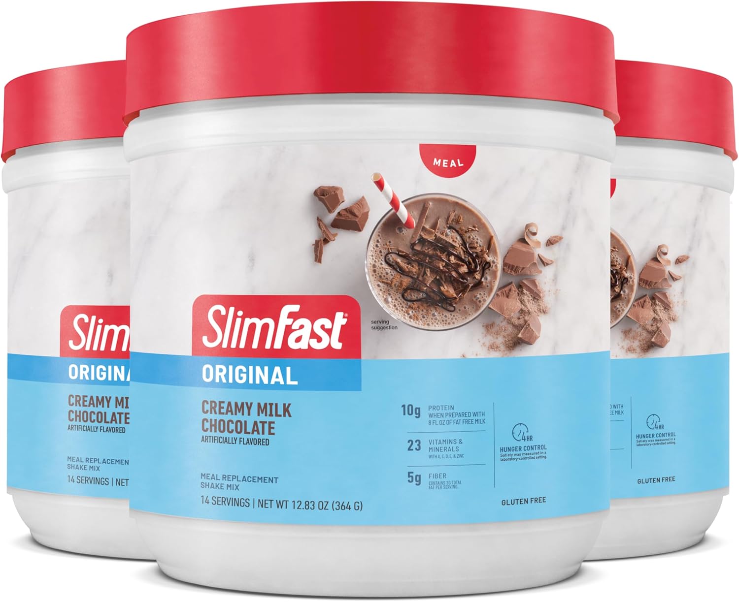 SlimFast High Protein Meal Replacement Shake Powder - Creamy Milk Chocolate, 12.83 oz (3 Pack)