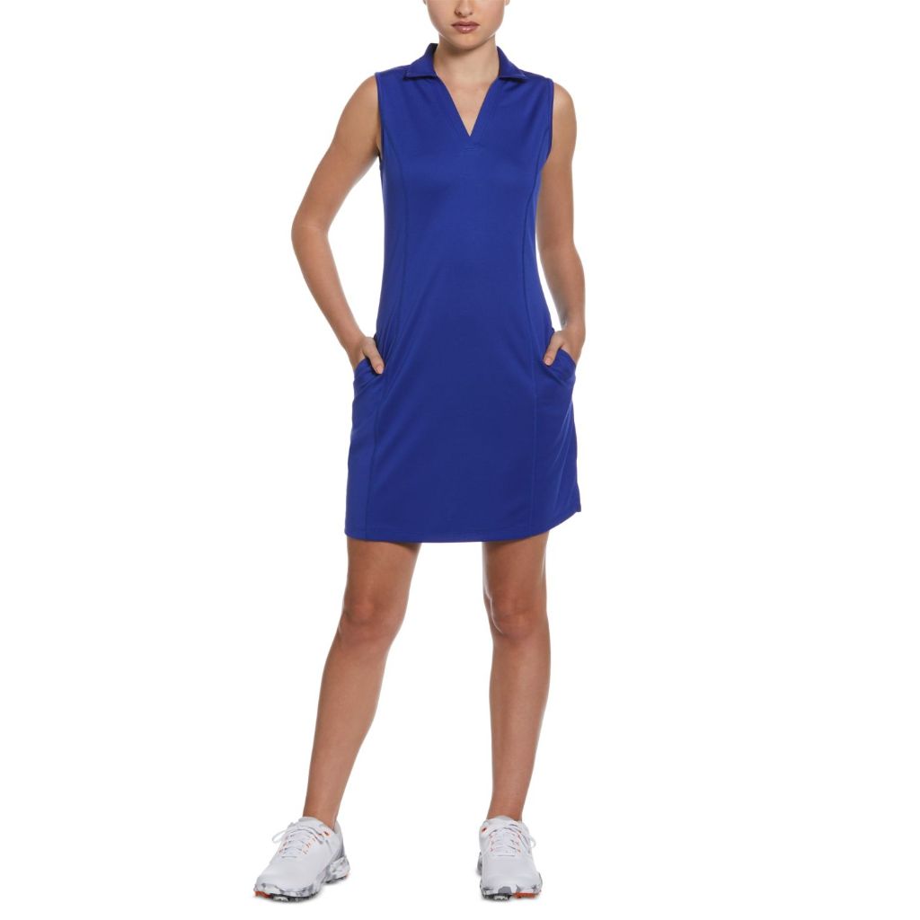 PGA Tour Women's Airflux Sleeveless Golf Polo Dress - Royal Blue, Medium