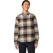 Mountain Hardwear Women's Plusher Long Sleeve Shirt - Oyster Shell Plaid Print, Size XS