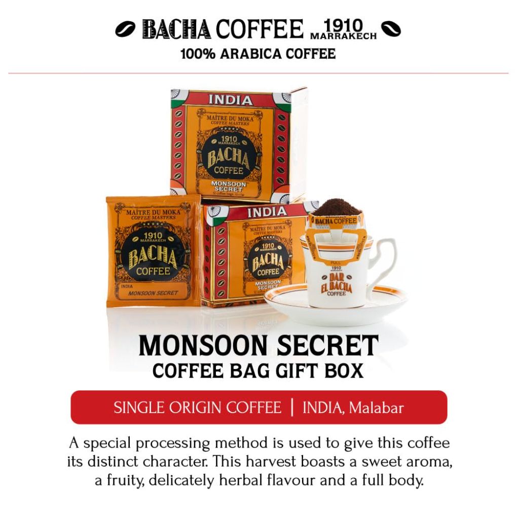 Bacha Coffee Monsoon Secret India Single Origin Medium Dark Roast Coffee Drip Bags, 2 Pack (24ct)