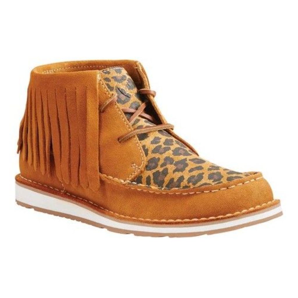 Ariat Women's Cruiser Fringe - Dark Tan/Tan Leopard Print, SZ 6