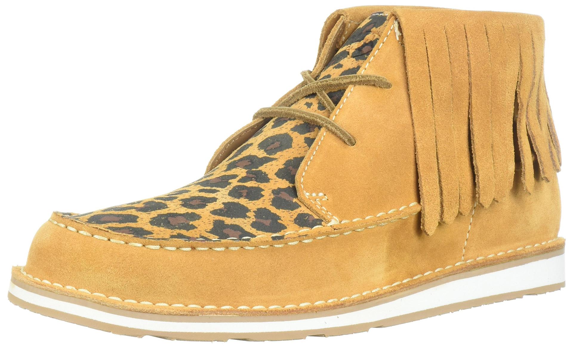 Ariat Women's Cruiser Fringe - Dark Tan/Tan Leopard Print, SZ 6