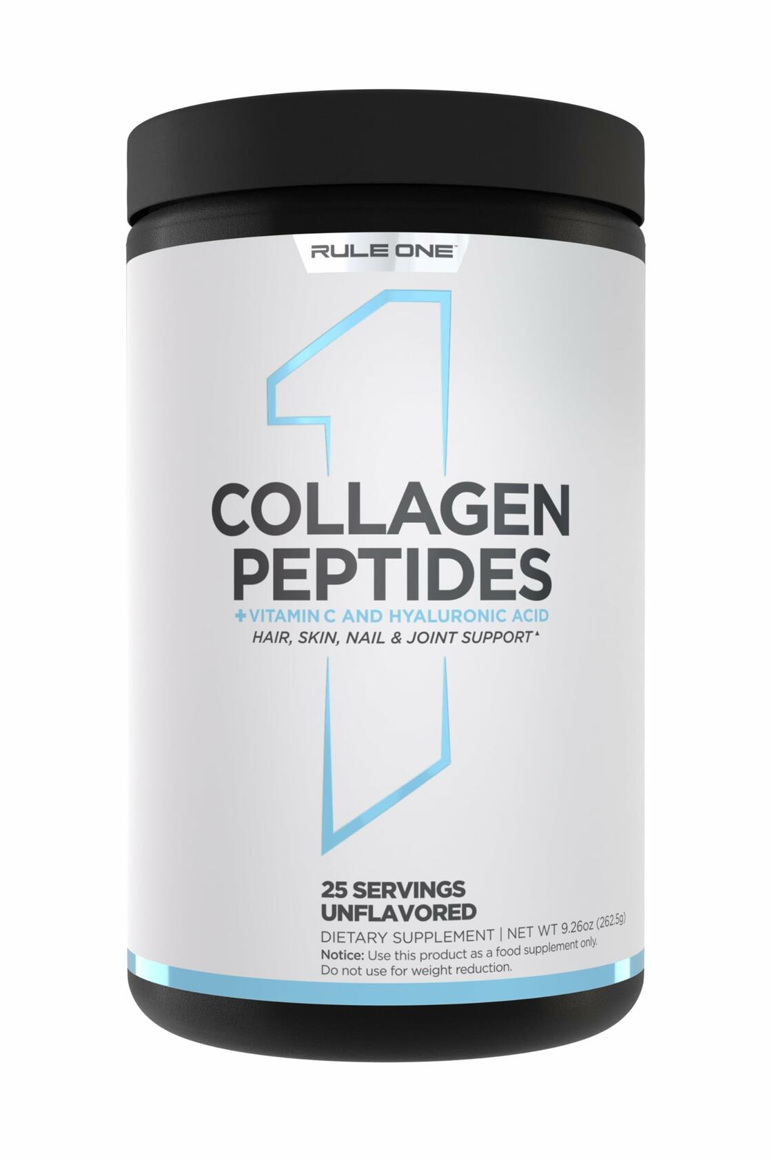 Rule 1 Collagen Peptides Powder w/Vitamin C and Hyaluronic Acid, Unflavored, 25 Servings