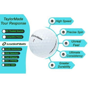 LostGolfBalls - 24 Taylormade Tour Response Golf Balls in Near Mint Condition  AAAA Quality  Recycled Used Golf Balls  Best Value Golf Balls  White