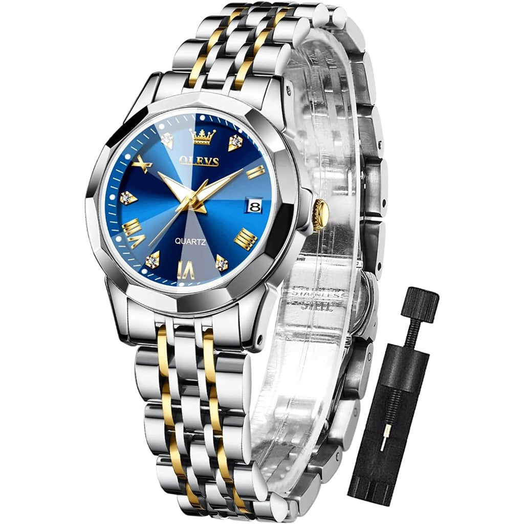 OLEVS Women's Analog Quartz Stainless Steel Watch - Gold Two-Tone