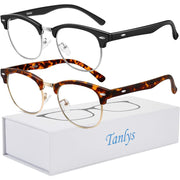 Tanlys Unisex Adult Blue Light Blocking Glasses - 2 Pack (Black, Tortoise) 50/20/135