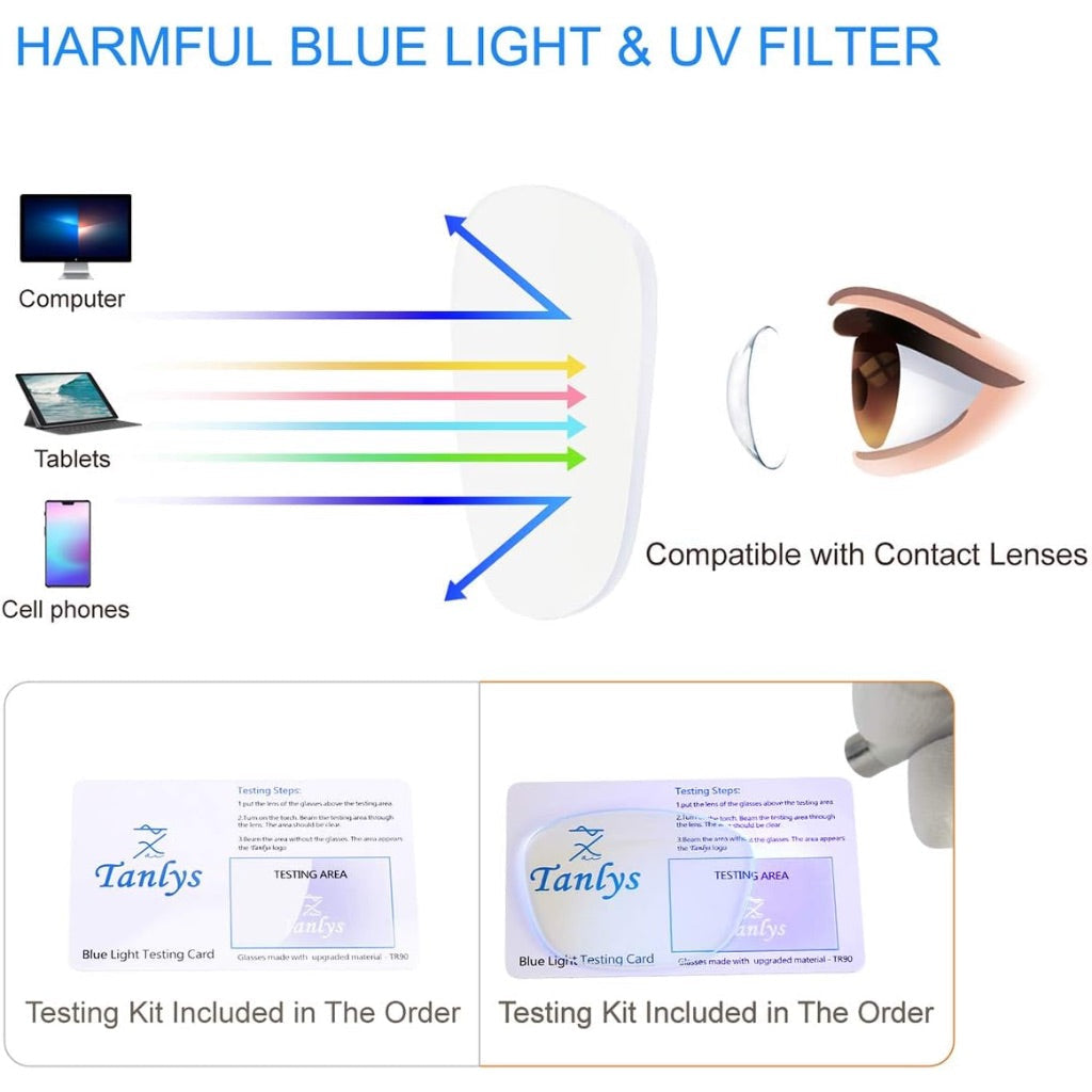 Tanlys Unisex Adult Blue Light Blocking Glasses - 2 Pack (Black, Tortoise) 50/20/135