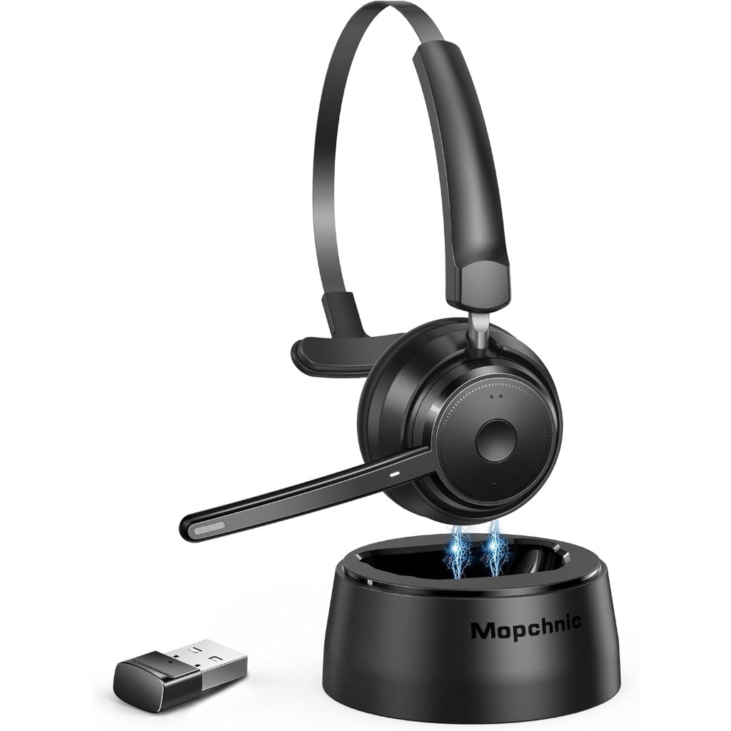 Mopchnic Wireless Bluetooth Headset with Microphone, On Ear with USB Dongle (KH113M)