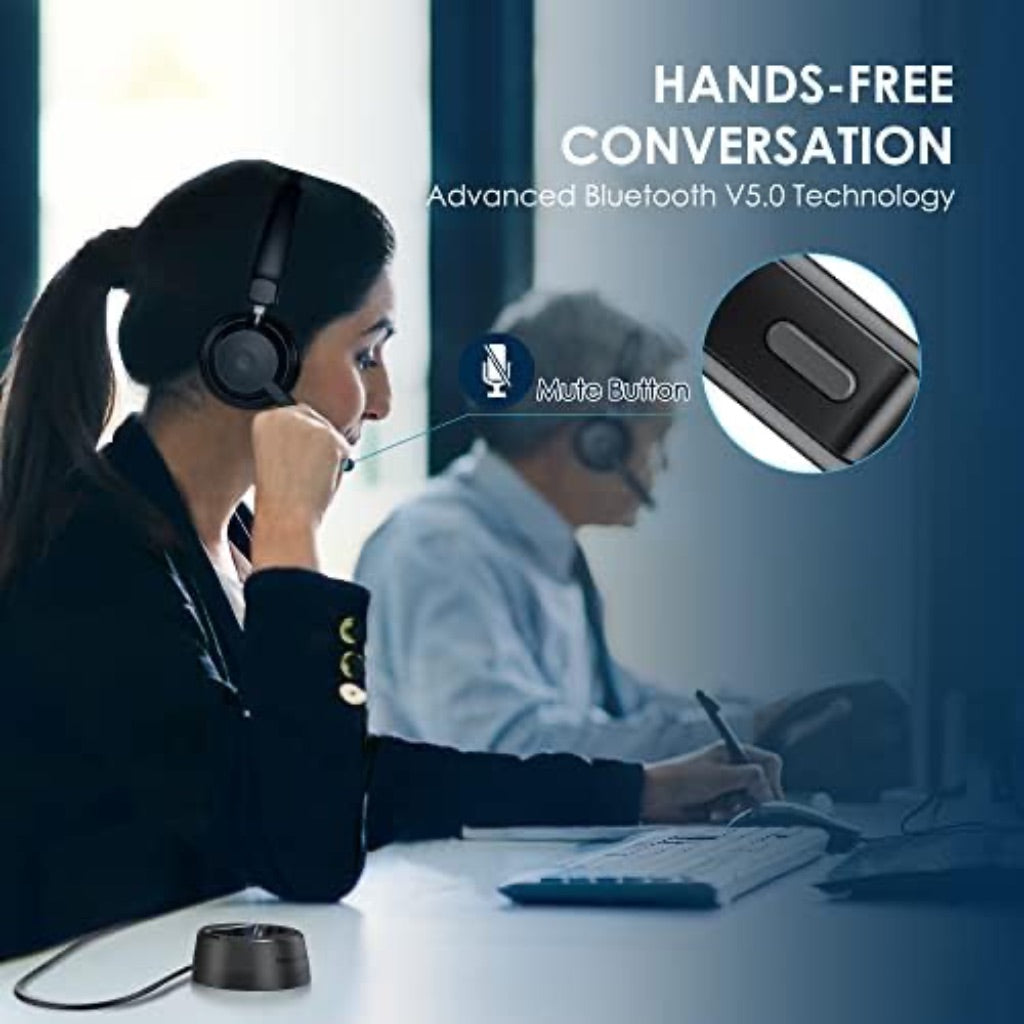 Mopchnic Wireless Bluetooth Headset with Microphone, On Ear with USB Dongle (KH113M)