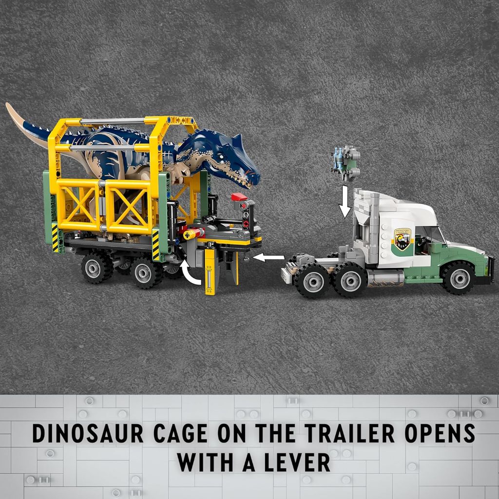 LEGO Jurassic World Dinosaur Missions: Allosaurus Transport Truck with Kenji, Darius and Yaz Minifigures, Jurassic World Dinosaur- Ages 8 and Up 76966