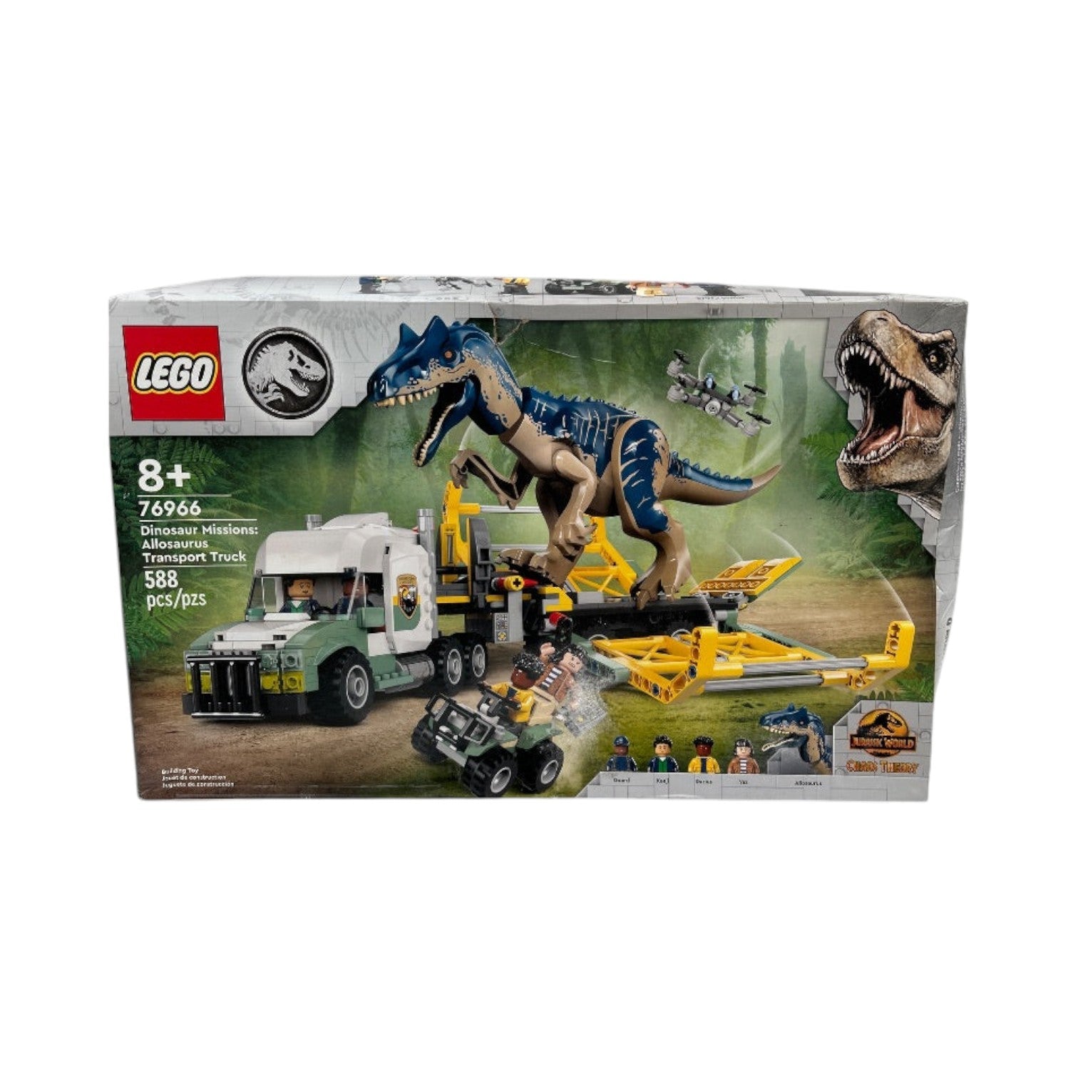 LEGO Jurassic World Dinosaur Missions: Allosaurus Transport Truck with Kenji, Darius and Yaz Minifigures, Jurassic World Dinosaur- Ages 8 and Up 76966