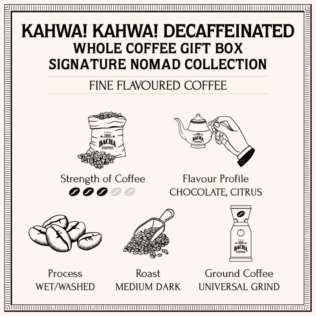 Bacha Coffee Signature Nomad Collection Kahwa! Kahwa! Fine Flavored Medium Dark Whole Bean Coffee, 250g