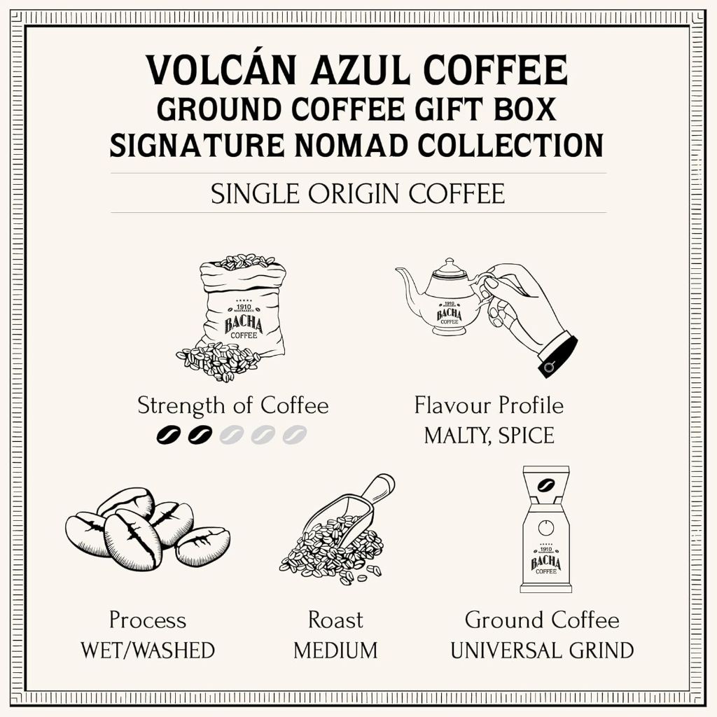 Bacha Coffee Signature Nomad Collection Volcán Azul Single Origin Ground Coffee, 2 Pack