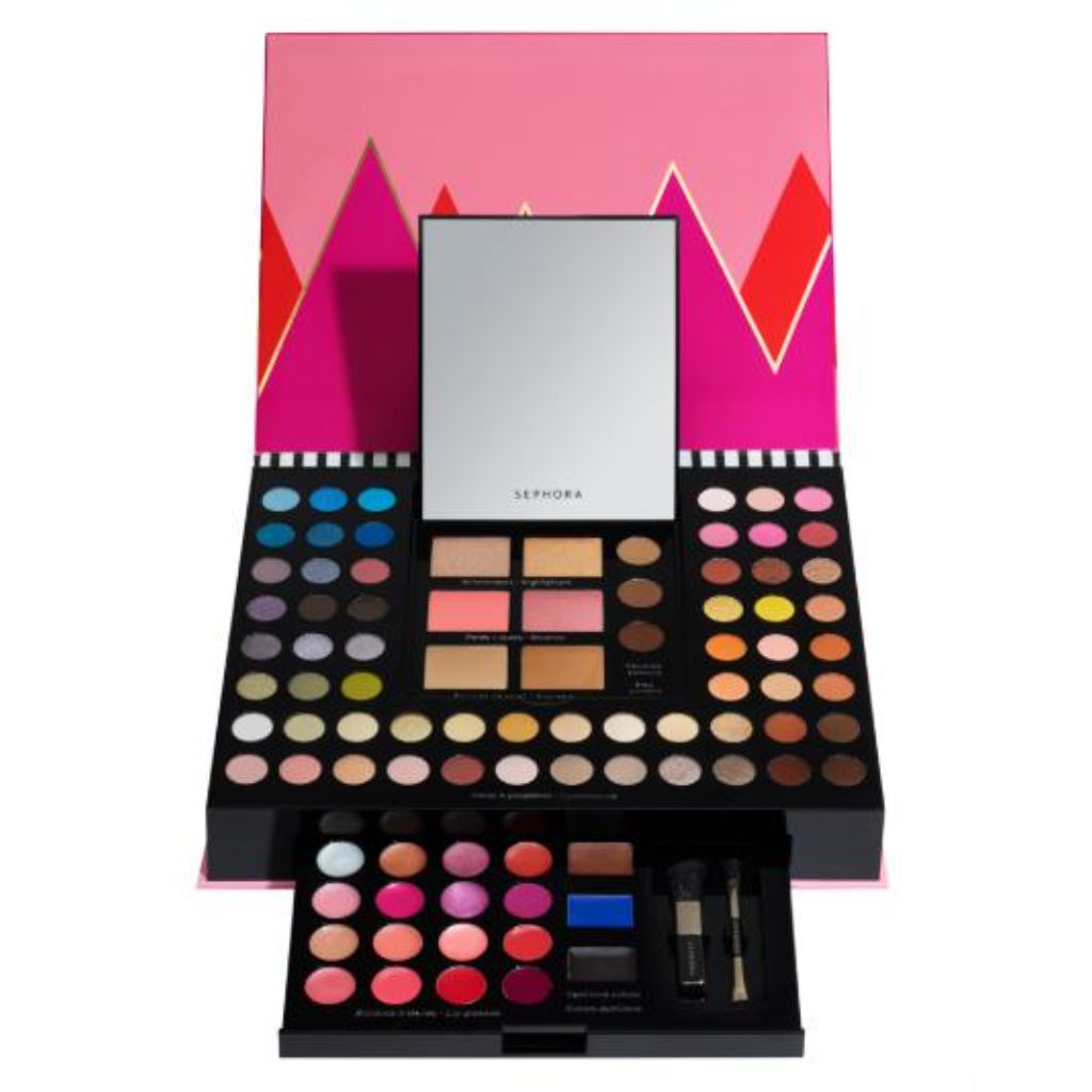 Sephora Holiday Vibes 2021 Limited Edition Makeup Palette - 88 Colors, 2 Brushes