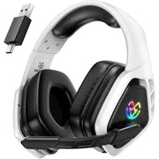 Tatybo WT5 Wireless Gaming Headset for PC, PS5/4, 2.4 Ghz USB & Type-C with Microphone, 30H Battery - White