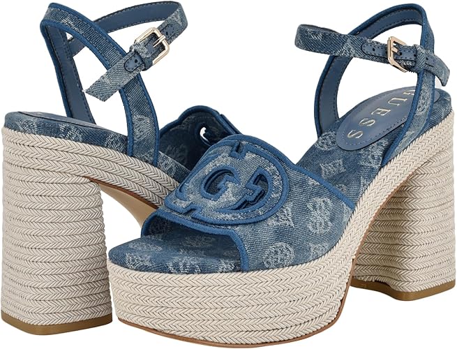Guess Women's Formaly Platform Espadrille Sandals - Medium Blue Denim, Size 9.5