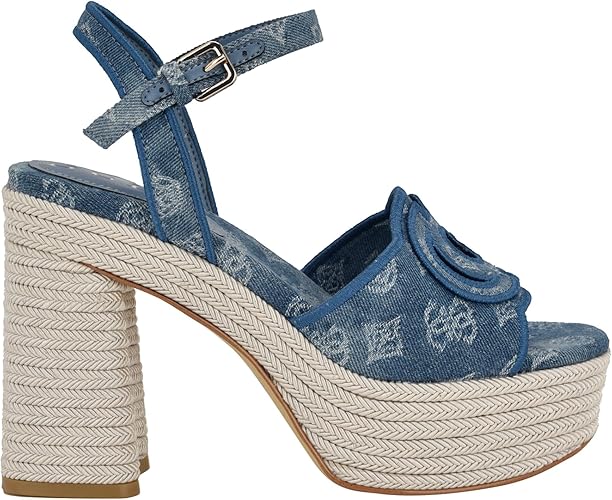 Guess Women's Formaly Platform Espadrille Sandals - Medium Blue Denim, Size 9.5