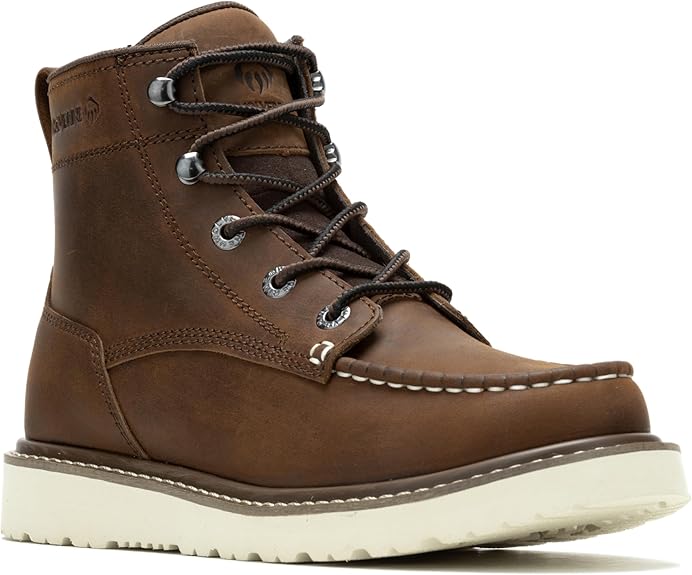 Wolverine Women's Trade Wedge 6" Moc Toe Waterproof Work Boots - Dark Brown, Size 7