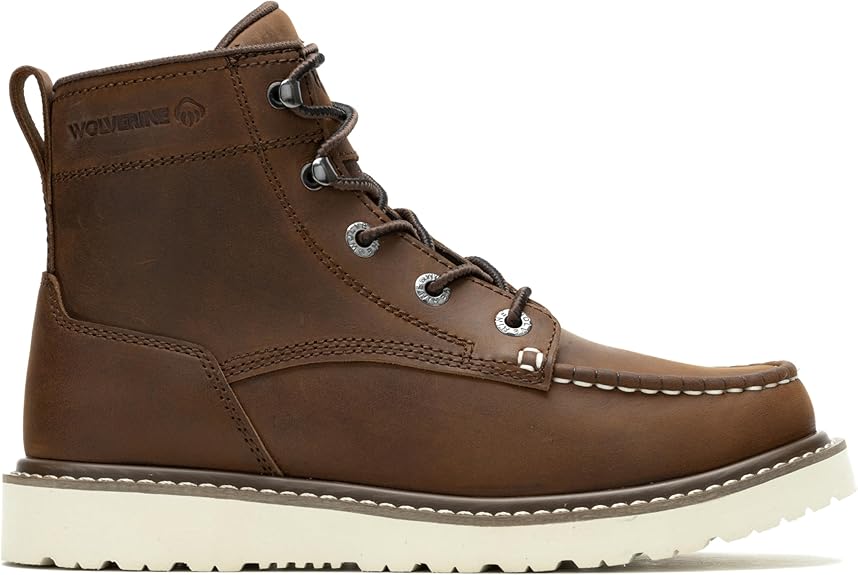Wolverine Women's Trade Wedge 6" Moc Toe Waterproof Work Boots - Dark Brown, Size 7