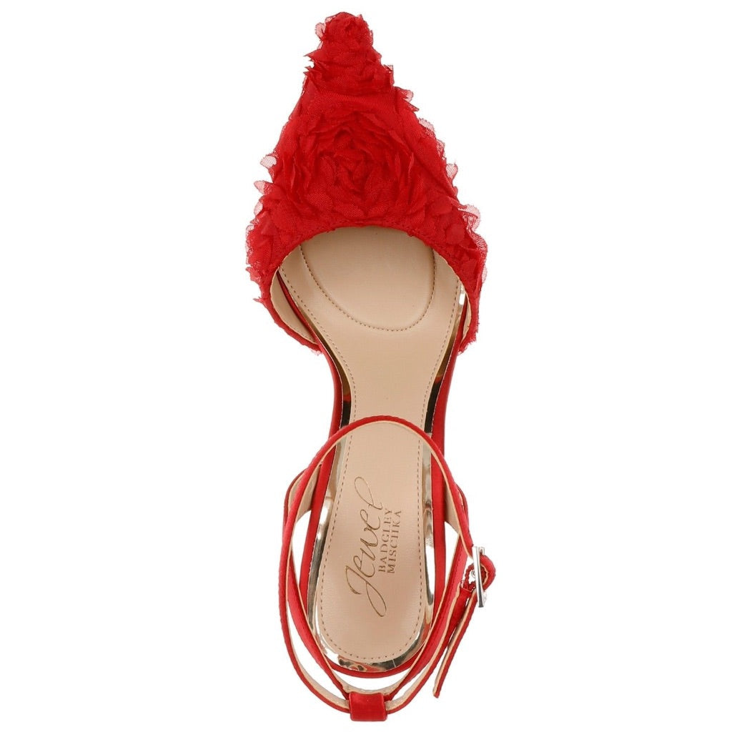 Jewel Badgley Mischka Women's Shannon Stiletto Dress Pumps - Red Chiffon, Size 5.5