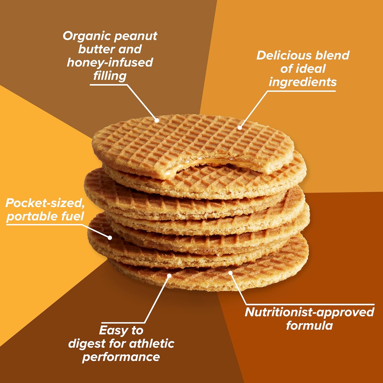 Honey Stinger Organic Energy Waffle, Peanut Butter - 16ct