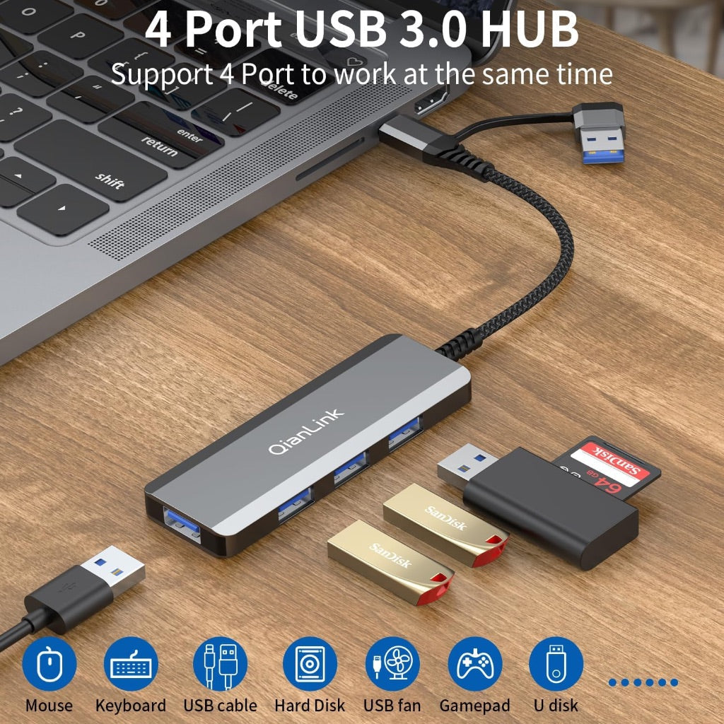 USB-C to USB Adaptor Hub with 4 Ports