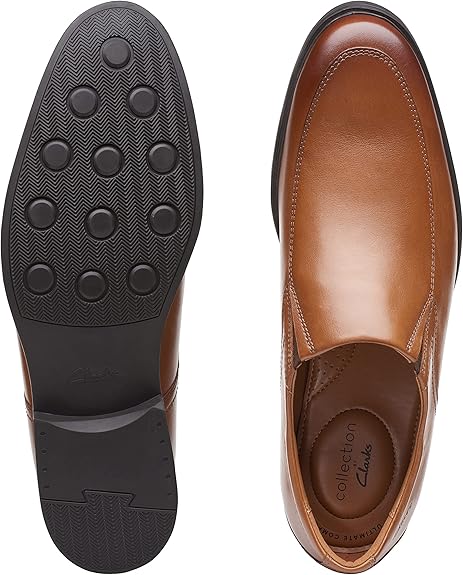 Clarks Men's Whiddon Step Loafers - Dark Tan Leather, Size 7W