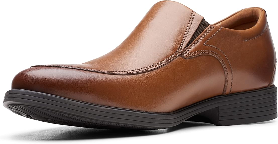 Clarks Men's Whiddon Step Loafers - Dark Tan Leather, Size 7W